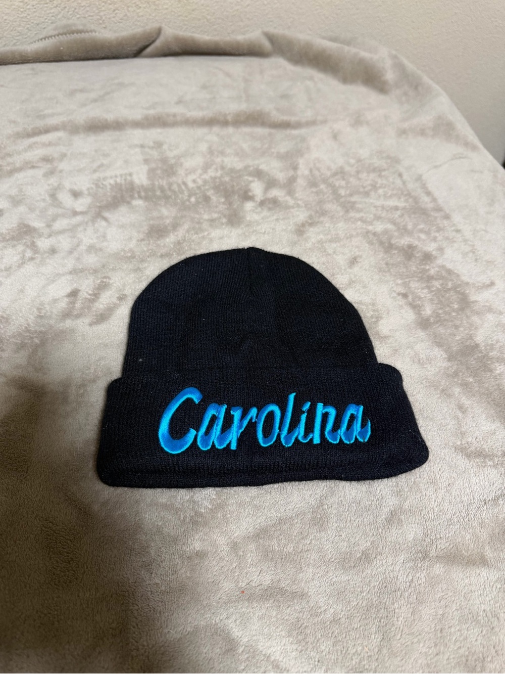 Carolina UNC Embroidered Beanie Hat - Black with Blue Script